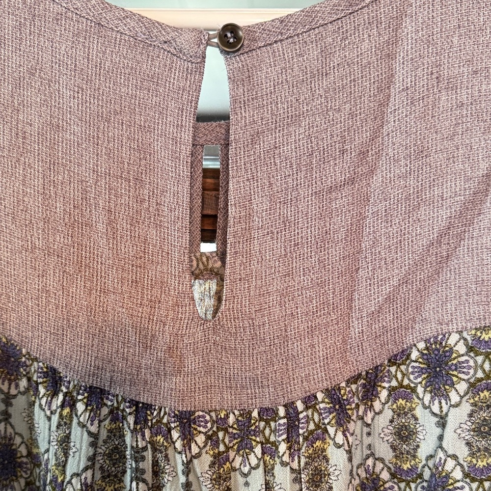 Mystree Womens Mauve Medallion Print Lattice Cage Neck Tank Top Size M - Picture 5 of 6